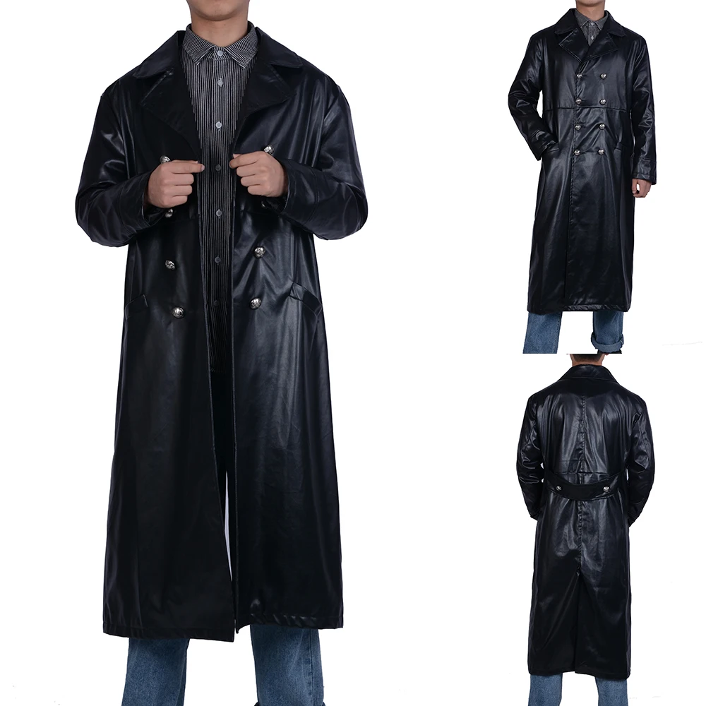 Мужская винтажная кожаная куртка кнопка для ветровки Повседневная Байкерская