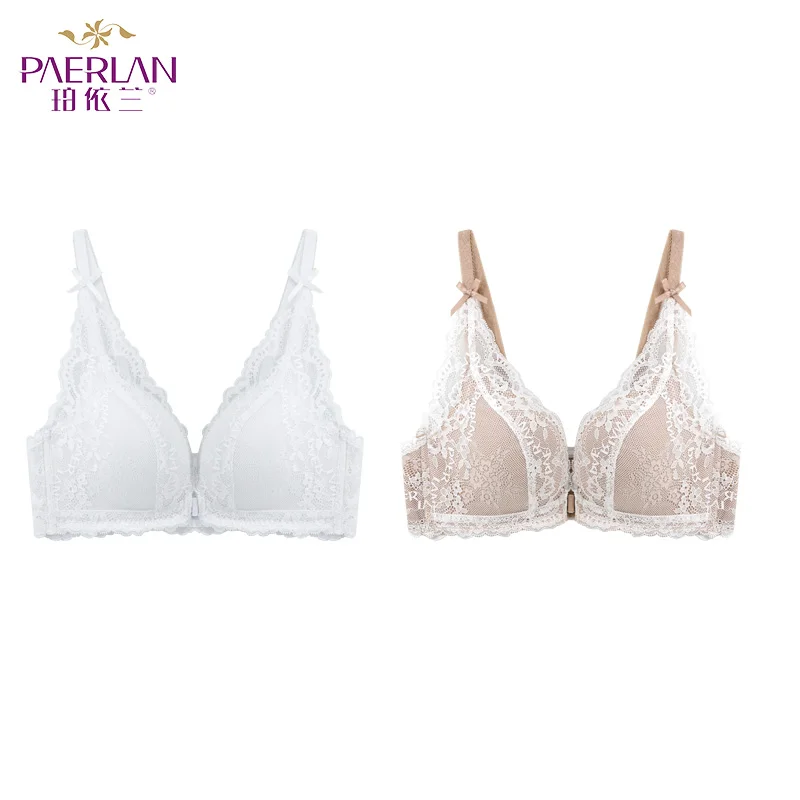 

PAERLAN 2PCS Thin Section Front Clousure Lingerie Sexy Push Up Bra Deep V Underwear Bra for Women Seamless Bras With Underwire