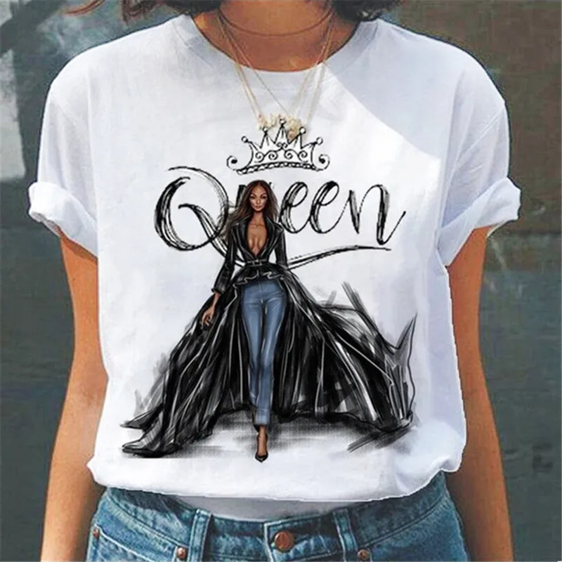

New Queen T-shirts Korean Women T Shirt Fashion Print Vintage Graphic Tshirt Funny T-shirt Harajuku Summer Tee Shirt Femme Tops