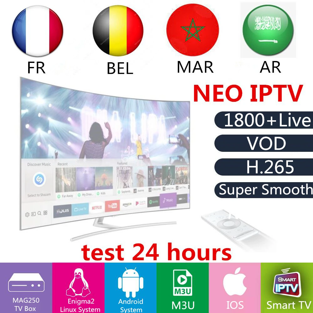 ТВ приставка Android9.0 Q Plus+ 1 год NEO Pro IP tv подписка Франция испанский Italia Smart IP tv WiFi телеприставка 6K домашний медиаплеер