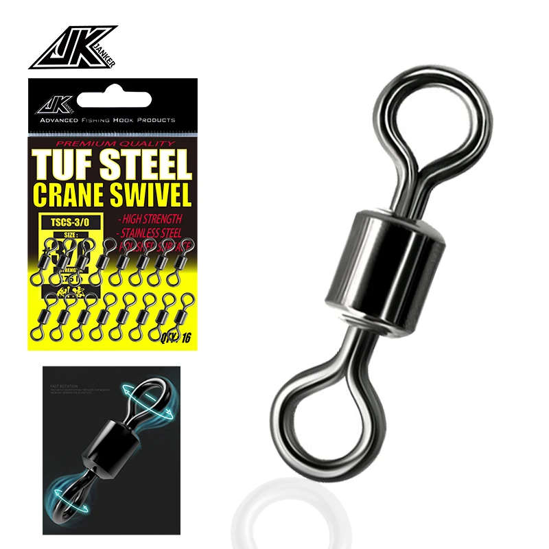 JK 79-260LB Crane Barrel Bearing Rolling Swivel Solid Ring Fishing Swivels Hook Connector Ocean Boat Rig Sea Carp Fishing Tackle