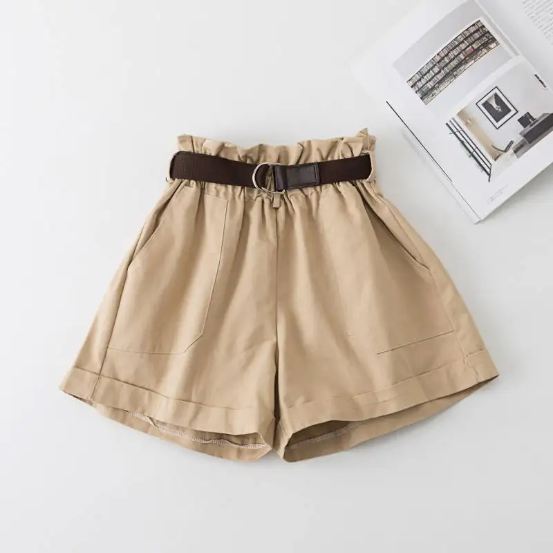 

Fashion High Waist Shorts Women Casual Short Femme Overalls Beach Summer Shorts Black Army Green Wide Leg Womens Shorts C6247