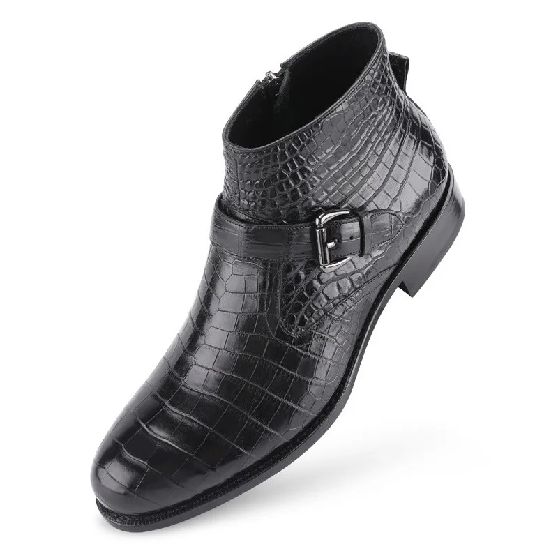 Оригинальные мужские ботинки Челси ручной работы из крокодиловой кожи зимняя