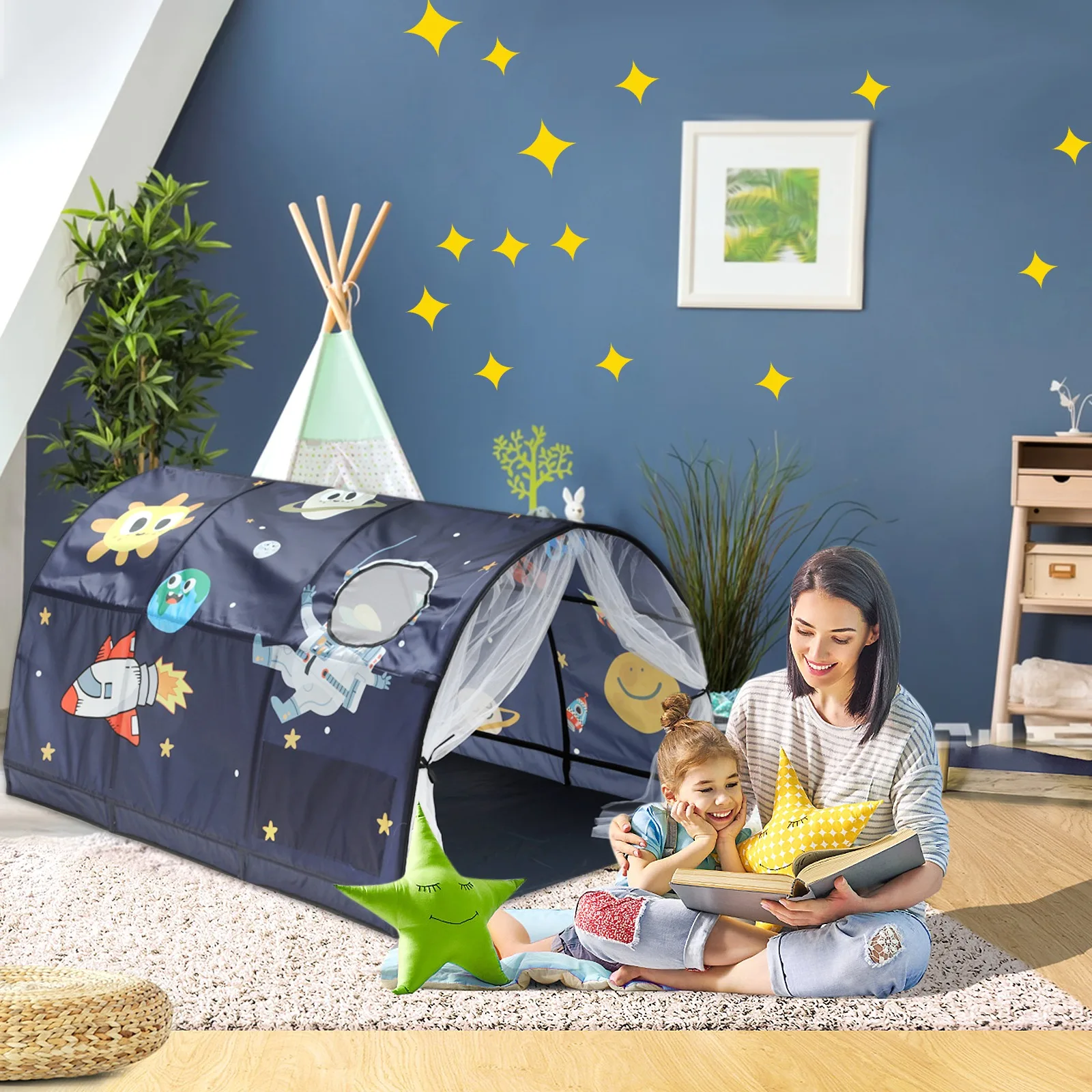 Игровые палатки Space World спальные со звездным небом и внутренним карманом для