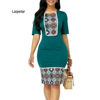summer dress women 2021 casual slim ethnic print office pencil bodycon dresses vintage sexy india women party dress