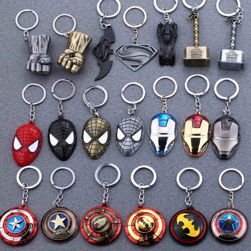 Marvel Мстители брелок металлические брелки Человек паук с Бэтменом шлем Железного