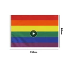 3*5 футов радужный флаг баннеры шестицветный флаг геи ЛГБТ Гордость Флаг с шестом украшения для улицы антиультрафиолетовые красители