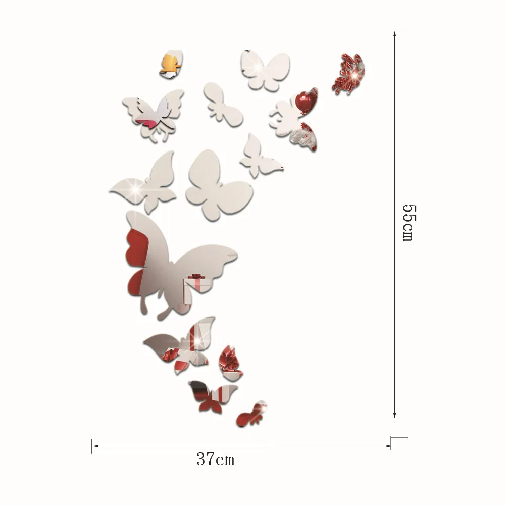 14 шт. 3D зеркальные настенные наклейки-бабочки | Дом и сад
