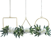 simulation flower geometric iron wreath bedroom living room background wall garland home hanging decoration wedding supplies