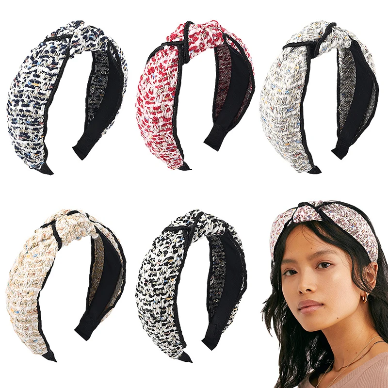 Женский вязаный обруч для волос элегантная шерстяная повязка на голову с