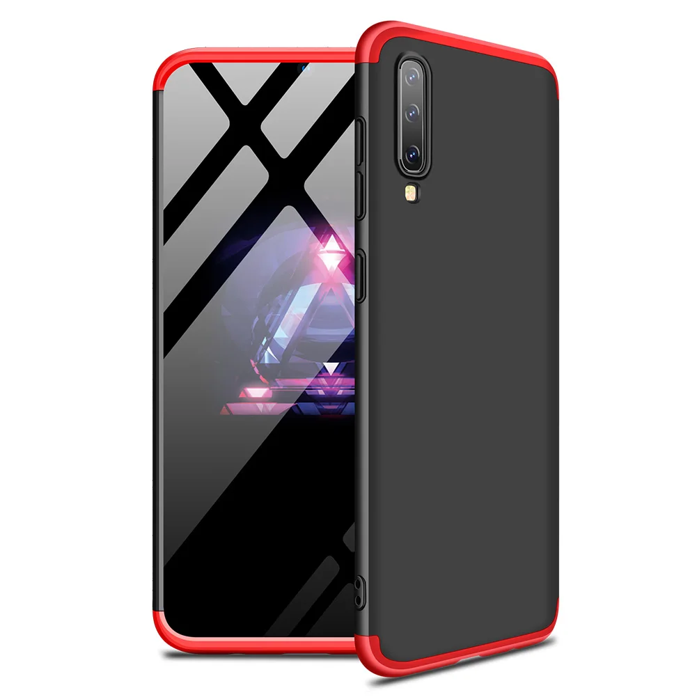 Black and Red 360 Защита ПК чехол для samsung A50 чехол A80 A70 A50S A50 S 50 Роскошный чехол для задней части корпуса samsung Galaxy A50 чехол A30S A20 A10 - Цвет: Black and Red