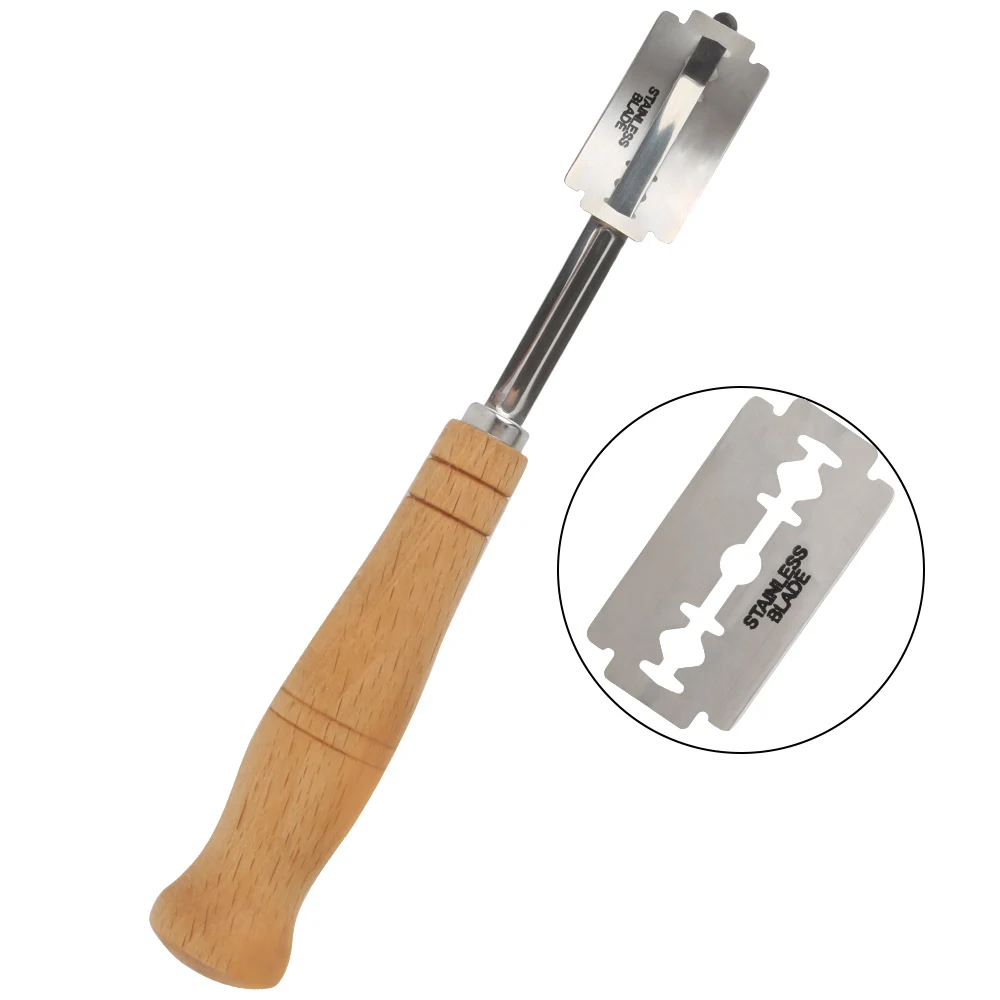 Специальный нож с деревянной ручкой для хлеба изогнутый дугой 5 сменными