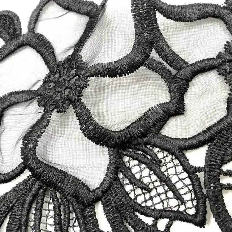 Элегантный черный искусственный воротник из органзы 3d цветы хлопок вышитая
