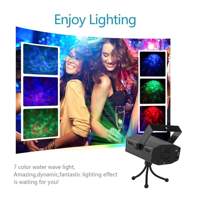 Светодиодный прожектор с эффектом волны 7 цветов стробоскопический лазерный