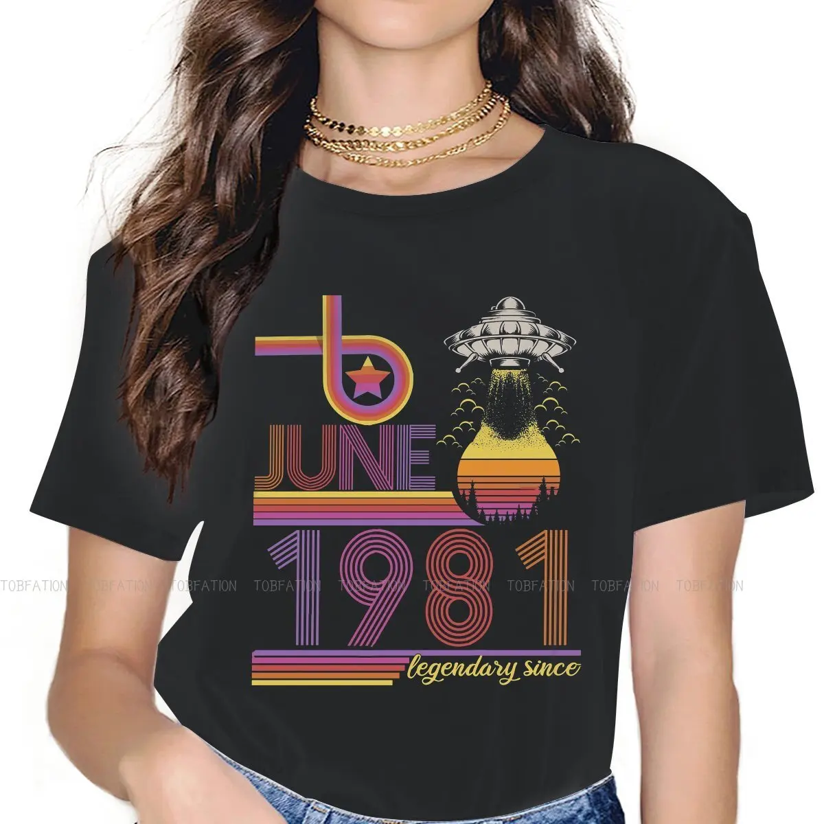 

Legendary Round Collar TShirt 1981 40th Birthday Fabric Classic T Shirt Woman Tops 5XL Big Sale