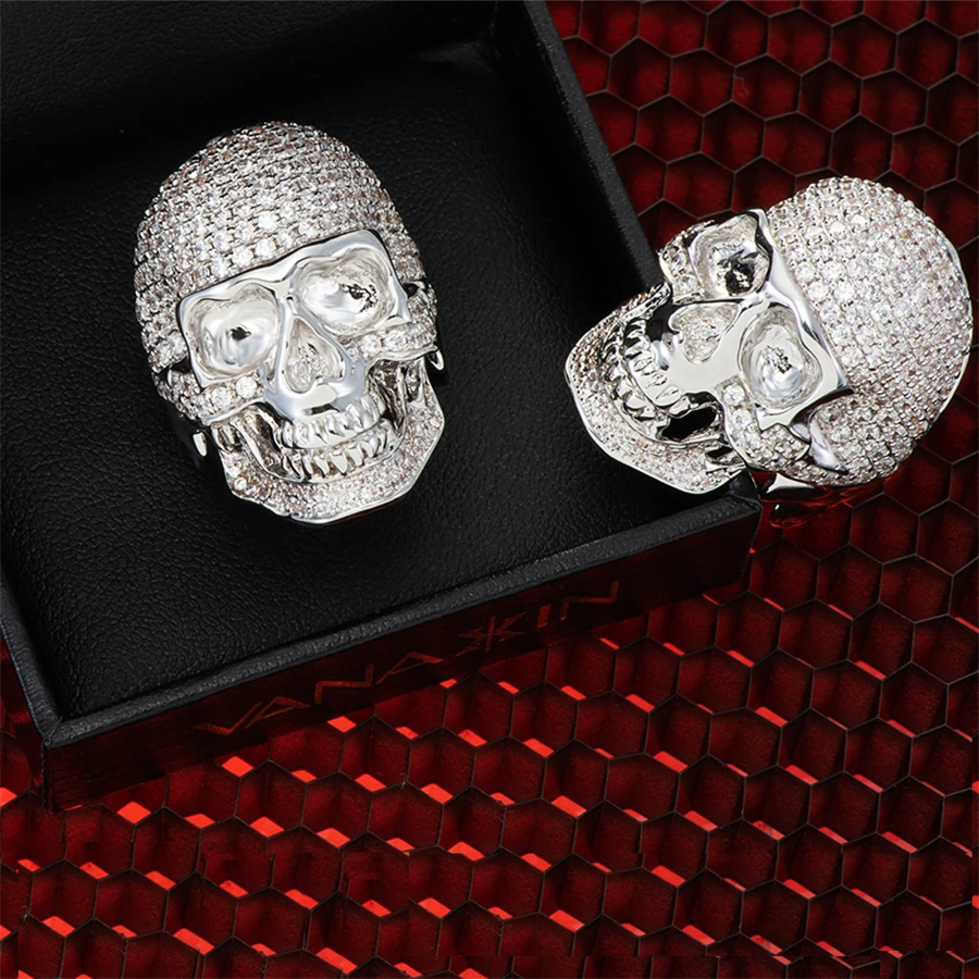 Череп кольцо большой огромный призрак панк кольца для мужчин серебристый цвет