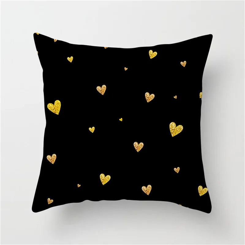 Белая наволочка в золотую полоску со звездами и снежинками декоративная для