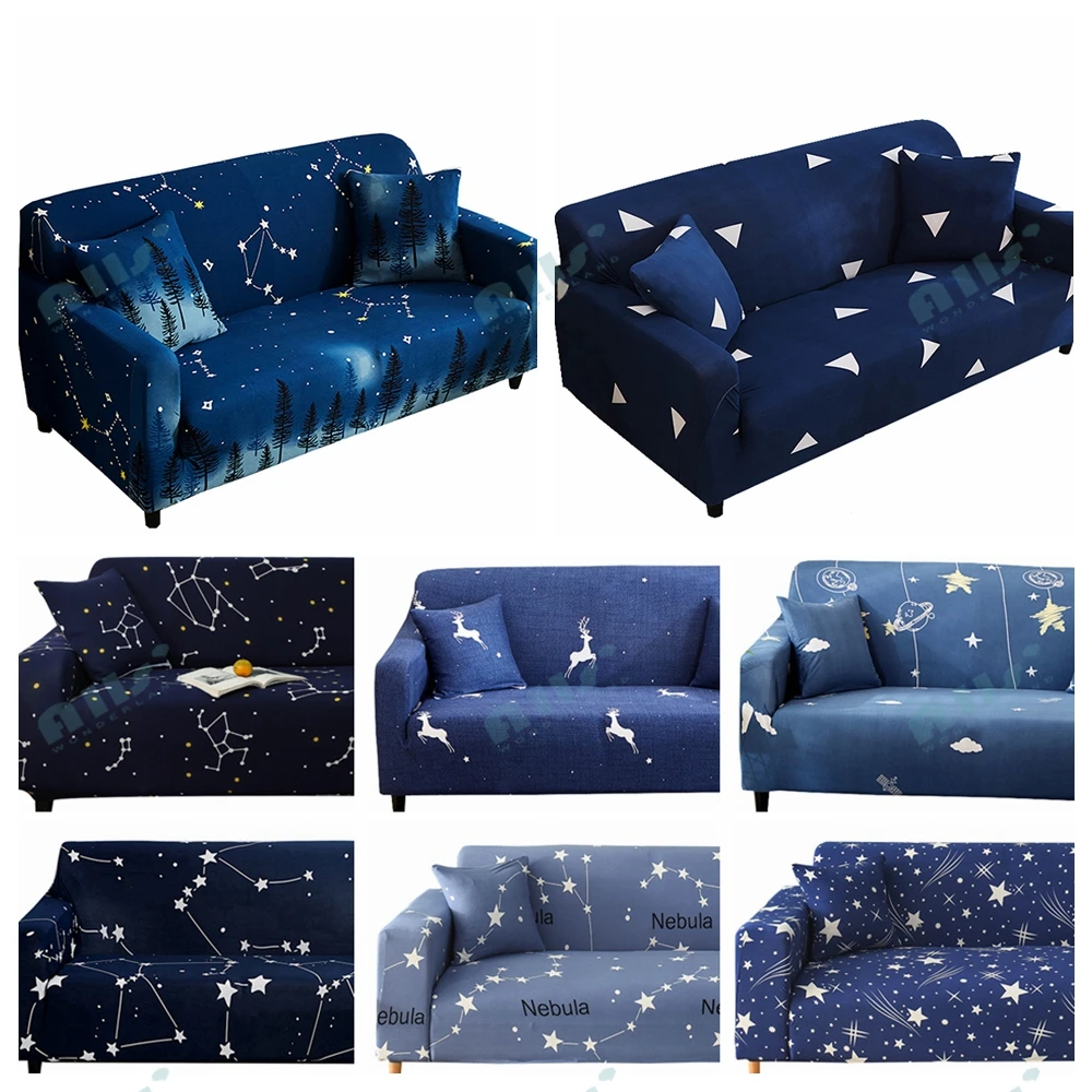 Galaxy/с рисунком в виде космоса Одиночный/1/2/3/4 сиденье для диванов Хлопок Стретч