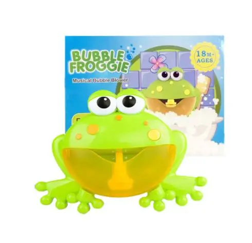 Frog with box Пузырьковые крабы Музыка Детские Игрушки для ванны детский бассейн Ванна Для Купания Мыло машина автоматический пузырь смешной Краб Лягушка Облако утка Ванна - Color: Frog with box