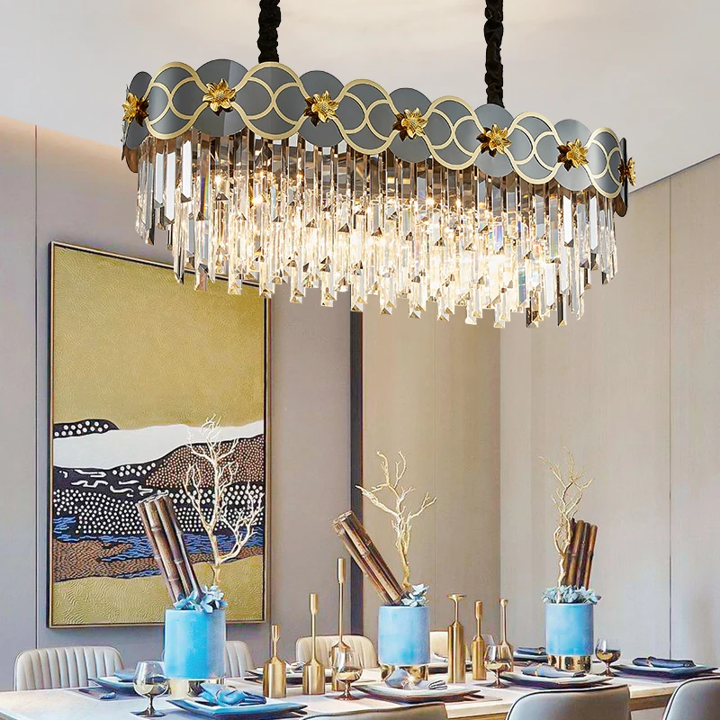 

Modern Crystal Gold Chandelier Lighting LED Lamp Living Room Bedroom Decor Chandeliers Kitchen Island Indoor Light Fixtures