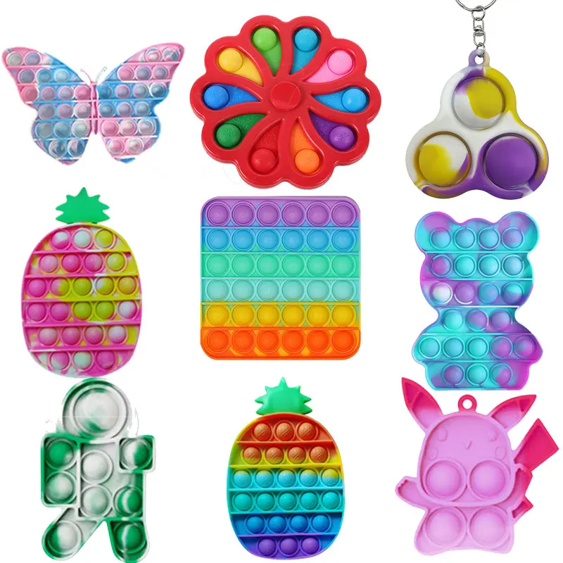 

Funny Lot SizeToy Fidget Toys Push Bubble School Bag Board Pendant Hot Sale Adult Pop Decompression Toy Children Anti-Stress