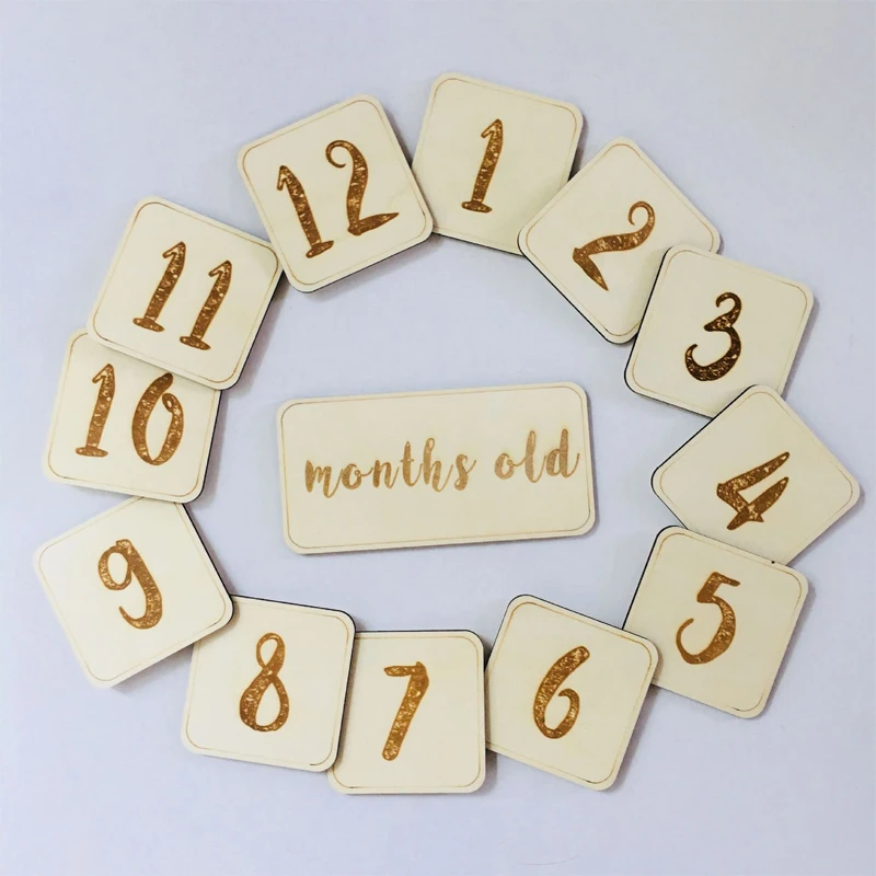 

Nordic Style Number Wooden Baby Birthday Memorial Milestone Card Newborns Baby Show Party Photography Props