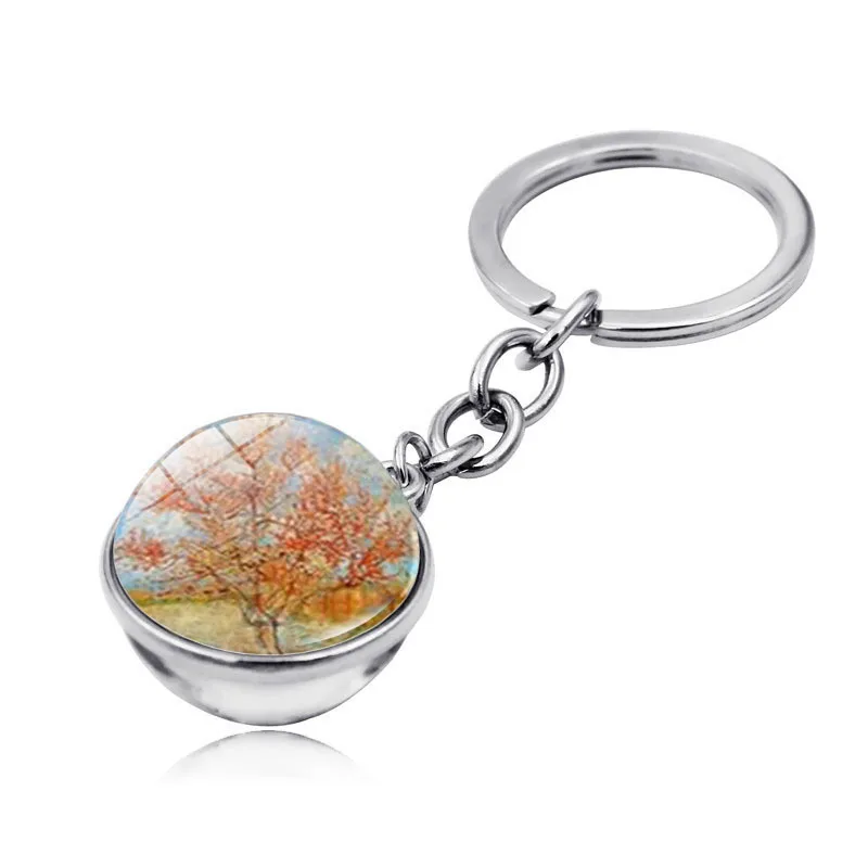 Ван Гог арт брелок стеклянный драгоценный камень креативный двухсторонний шар