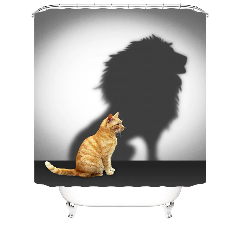 

Creative cartoon animal kitten lion sexy woman shower curtain windproof bathroom decoration home furnishing