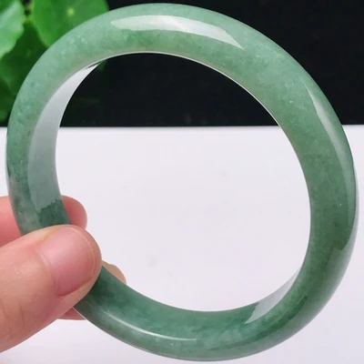 

Zheru Jewelry Natural Burmese Oil Green Jade 54mm-64mm Bracelet Elegant Princess Jewelry Best for Mom and Girlfriend