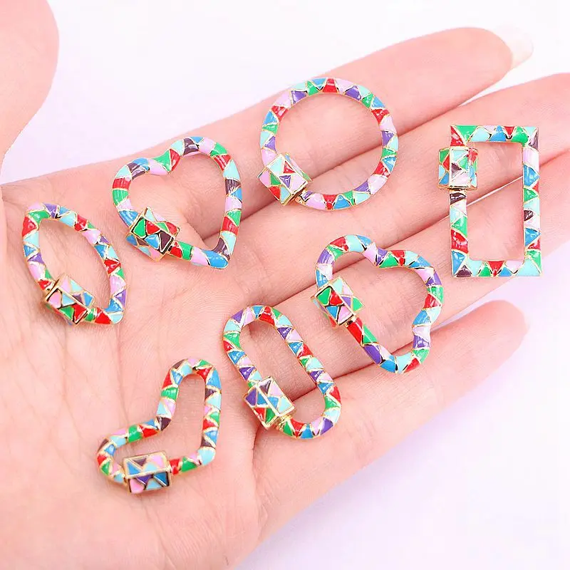 8 шт. новая модная разноцветная эмаль смешанный стиль замок карабин застежка