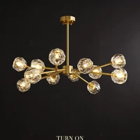 lighting dining room luxury gold lustre kitchen molecular art hanging lamps modern copper crystal chandelier