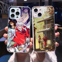 inuyasha anime cartoon japanese phone case transparent for iphone 13 12 11 mini pro x xr xs max 6 6s 7 8 plus se cover funda