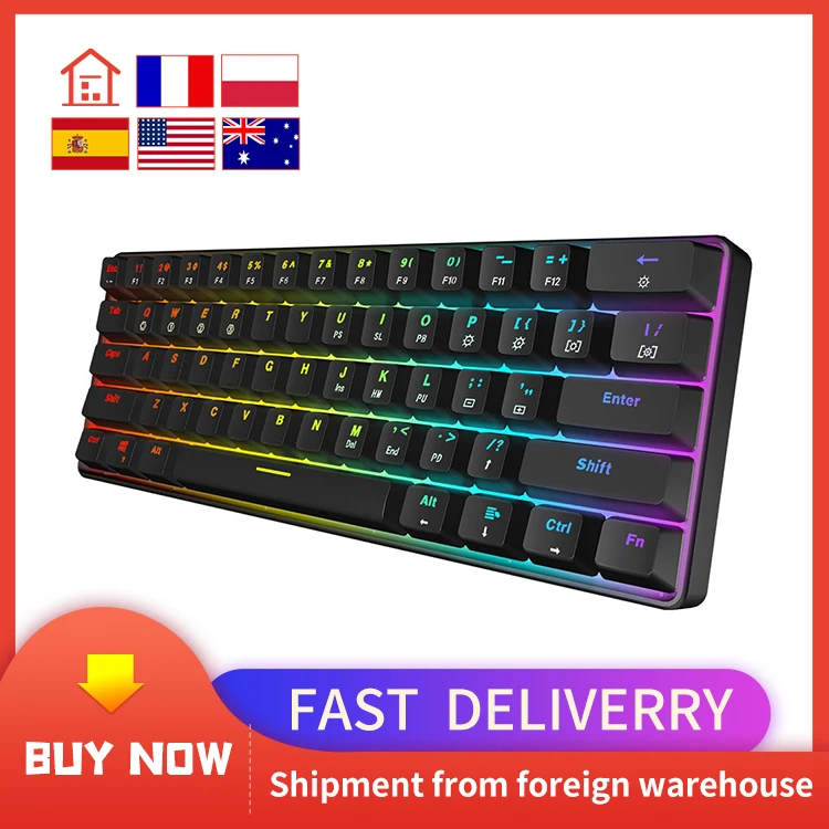 

GK61 сменная 60% RGB клавиатура, индивидуальный комплект, печатная плата, монтажная пластина, чехол, геймерская механическая клавиатура, игровая...