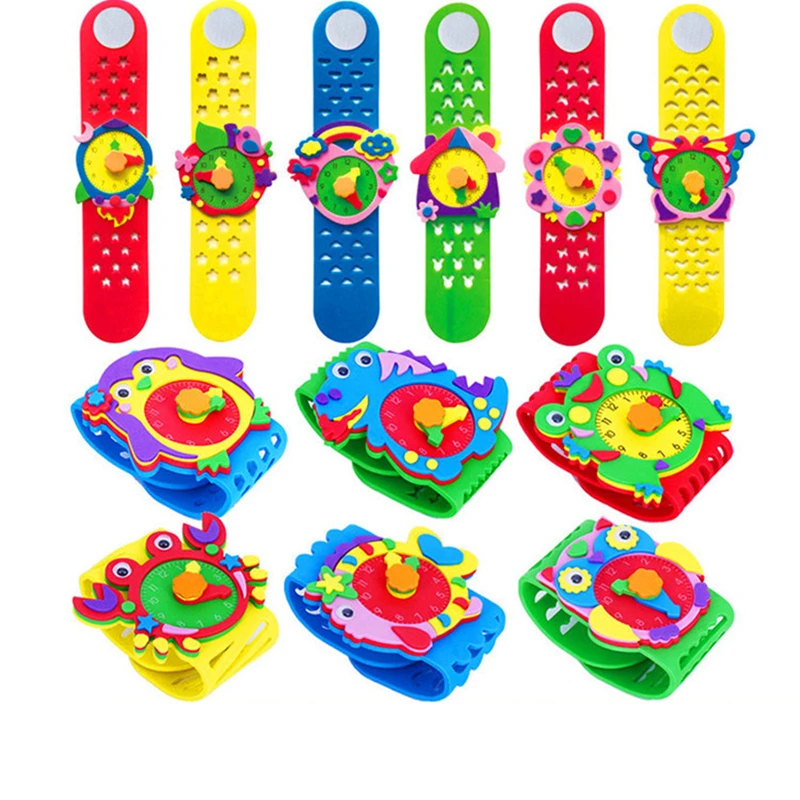 3 шт./компл. часы ручной работы игрушки для детского сада сделай сам наклейки Эва