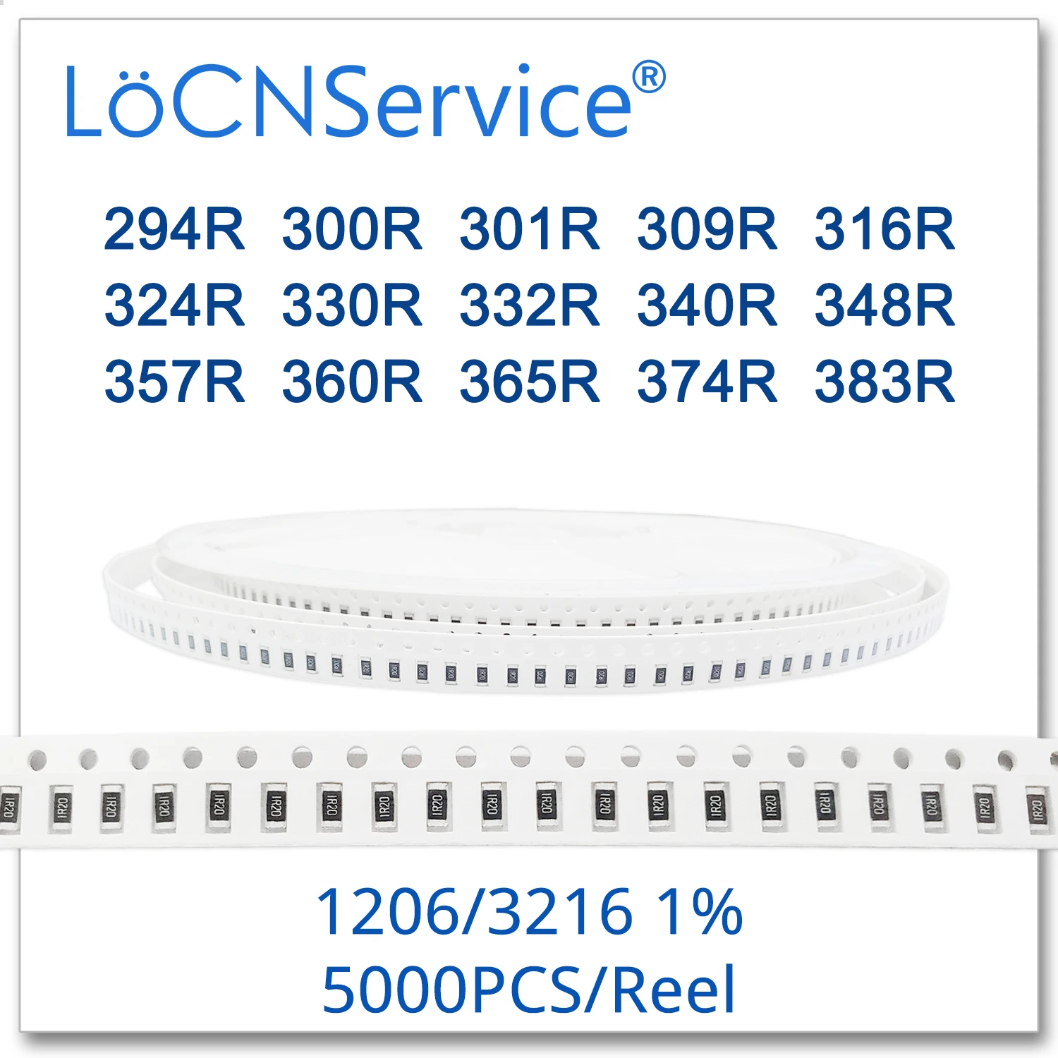 LoCNService 1206 1% 5000 шт. 294R 300R 301R 309R 316R 324R 330R 332R 340R 348R 357R 360R 365R 374R 383R 3216 резистор Ом |