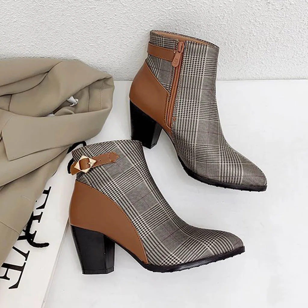 Модные женские ботильоны JAYCOSIN Новые осенне-зимние ботинки на квадратном каблуке