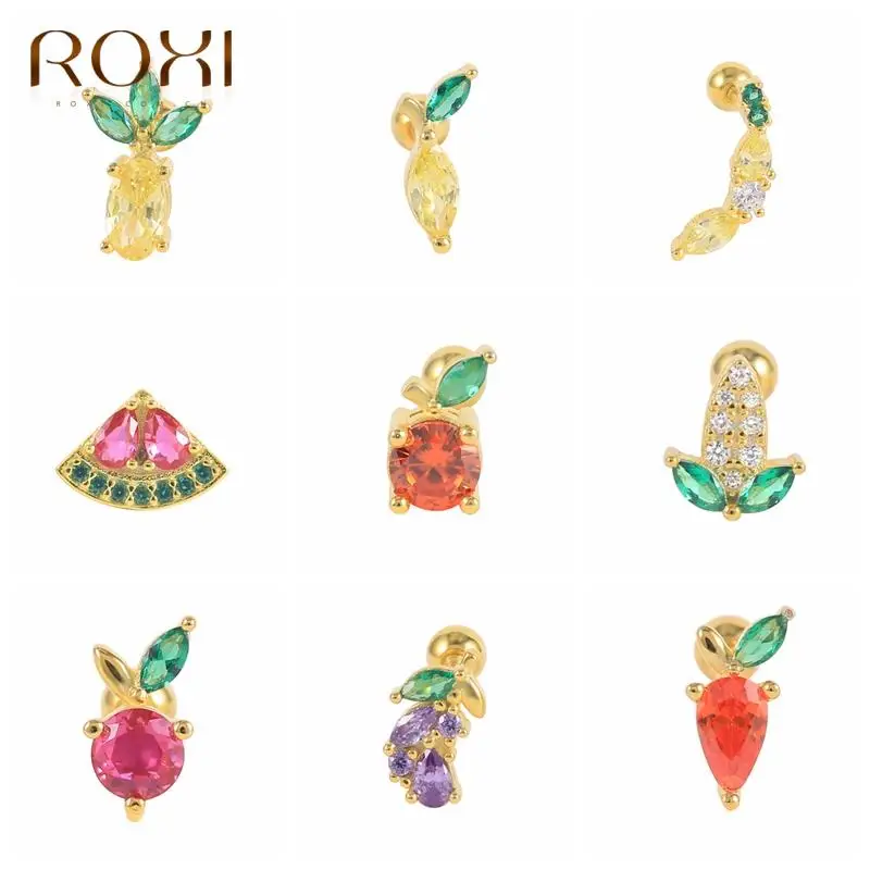 

Серьги-гвоздики женские из серебра 925 пробы, в виде фруктов, растений