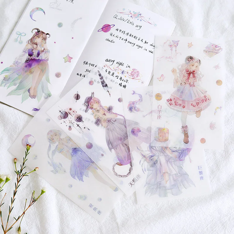 

Creative DIY Scrapbook Decor Paper Stickers Multicolor Girls Sign Of 12 Constellations Notebook Diary Hand Account Stationery