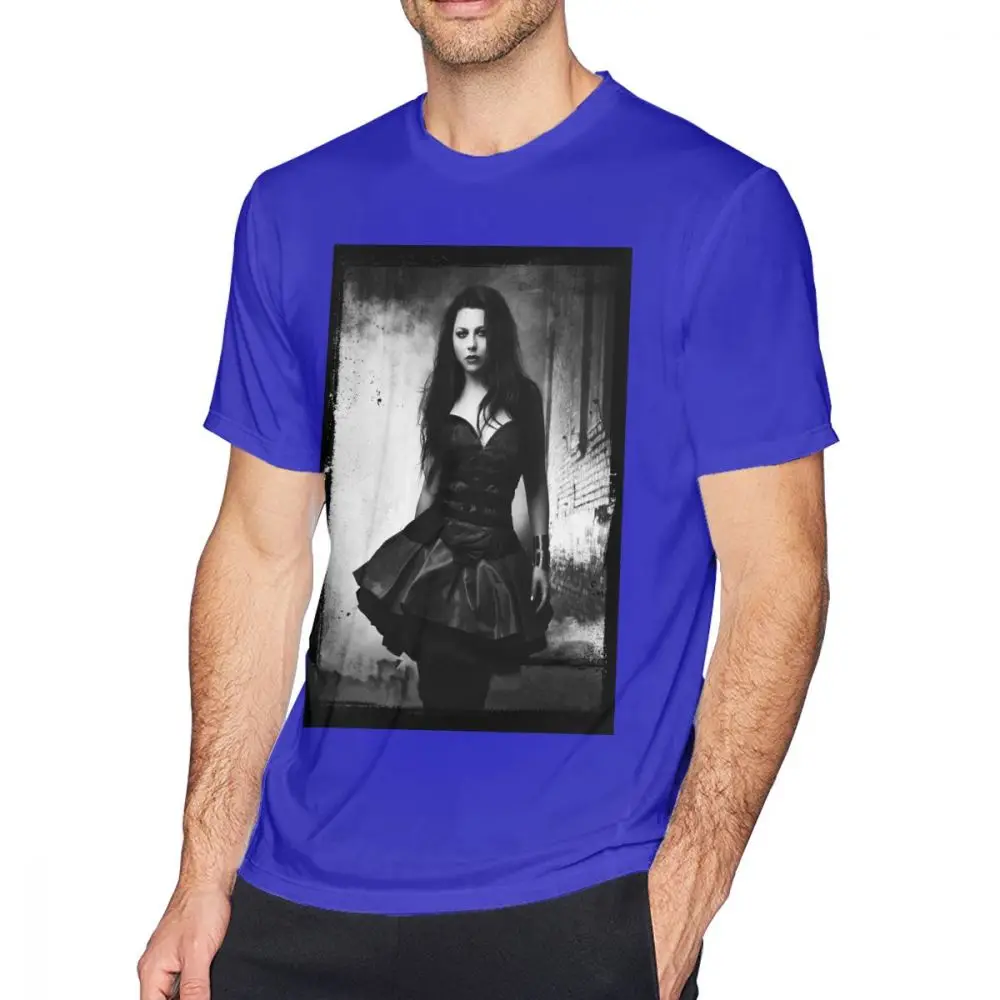 Amy Lee From Evanescence T Shirt Summer Men's T Shirts Print T-Shirt Basic Men Casua Tee Shirt 5XL 6XL Oversized Cotton T-Shirts - Цвет: blue