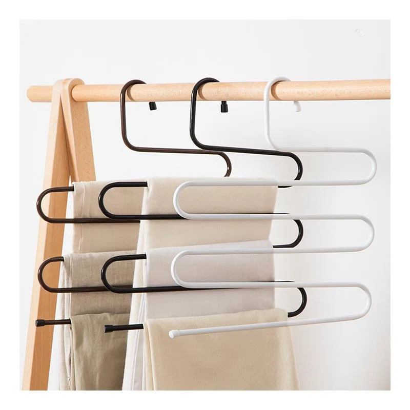 

1 Pcs Modern 5-in-1 Portable Multi-function Stainless Steel Pants Pant Hanger Bathroom