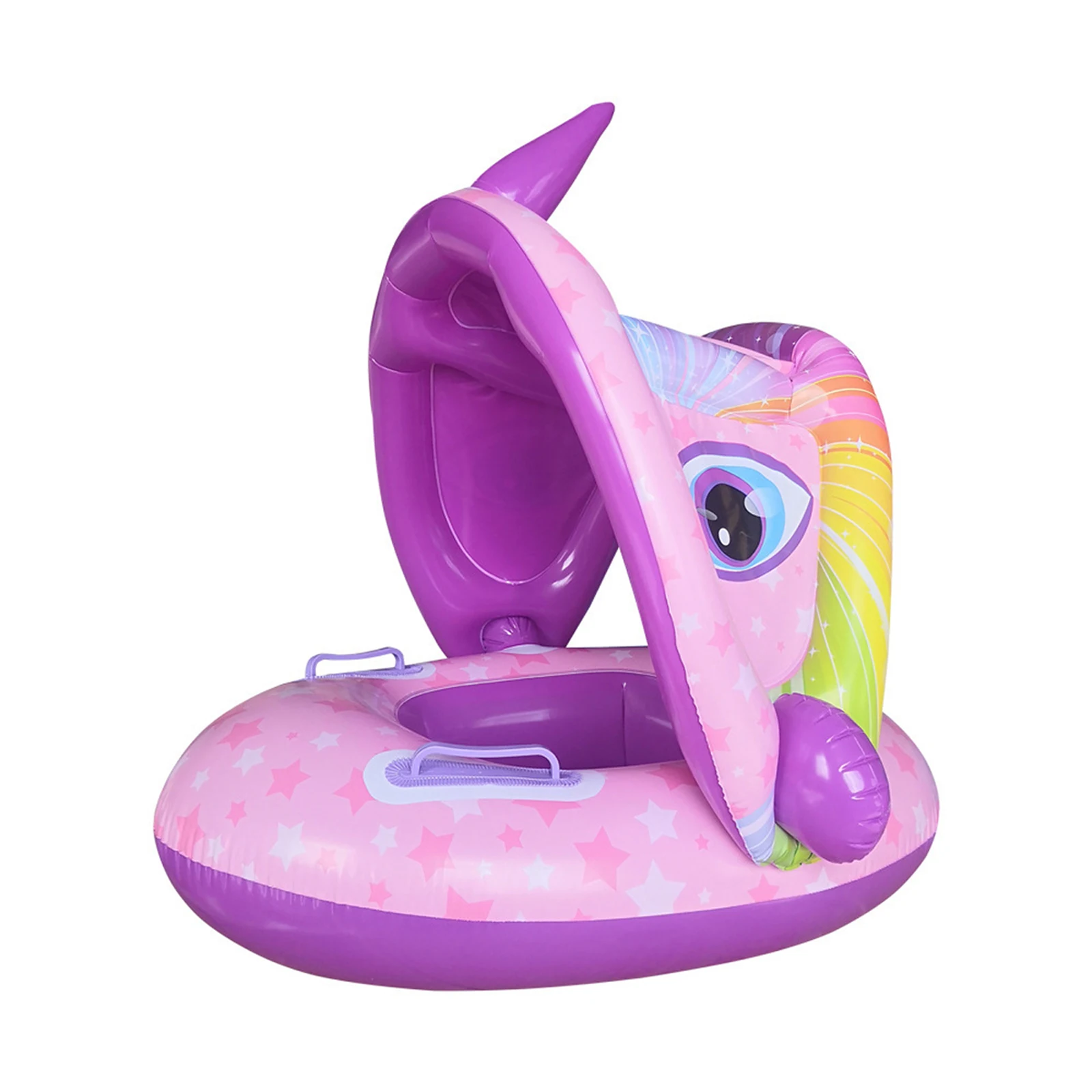 

Inflatable Swimming Ring Cartoon Float for Children PVC Swimming Seat with Removable Sun Shade Swim Pool Toys Water Seat Ring
