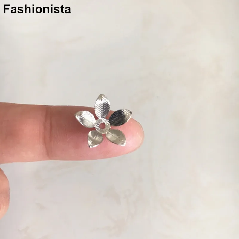 Колпачки для бусин 14 мм латунные цветочные филигранные цветы цвет золото/сталь