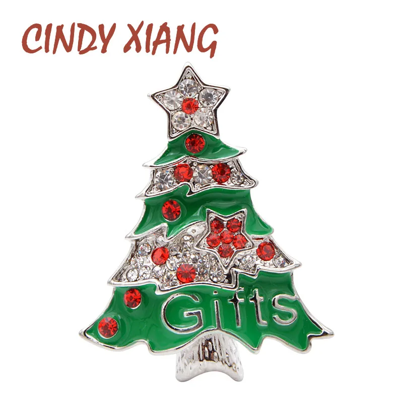 Женская эмалированная брошь CINDY XIANG со стразами в виде рождественской елки модные
