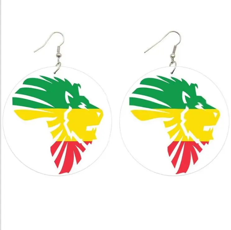 Оптовая цена круглые деревянные серьги для женщин с Африканским духом мира -