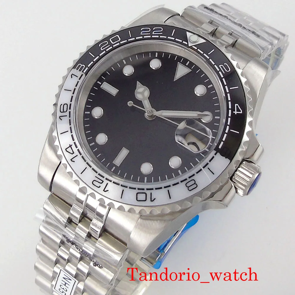 40 мм автоматические мужские Bliger часы с сапфировым стеклом черный без логотипа