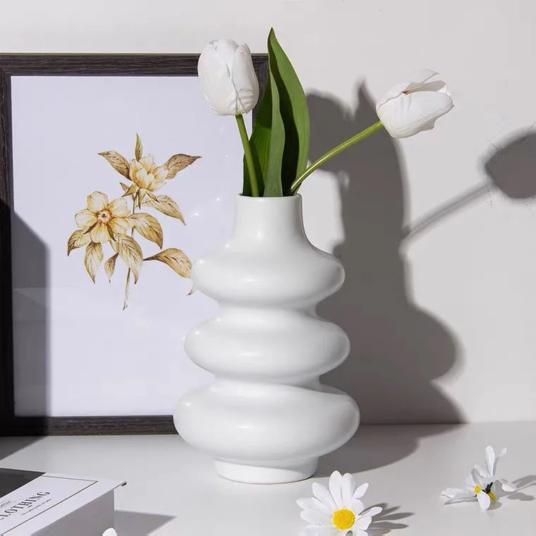 Nordic Polygon Circle Ceramic Vase Ins Lovely Soft Decoration Dried Flower Hydroponic Ornaments Home Stay | Дом и сад
