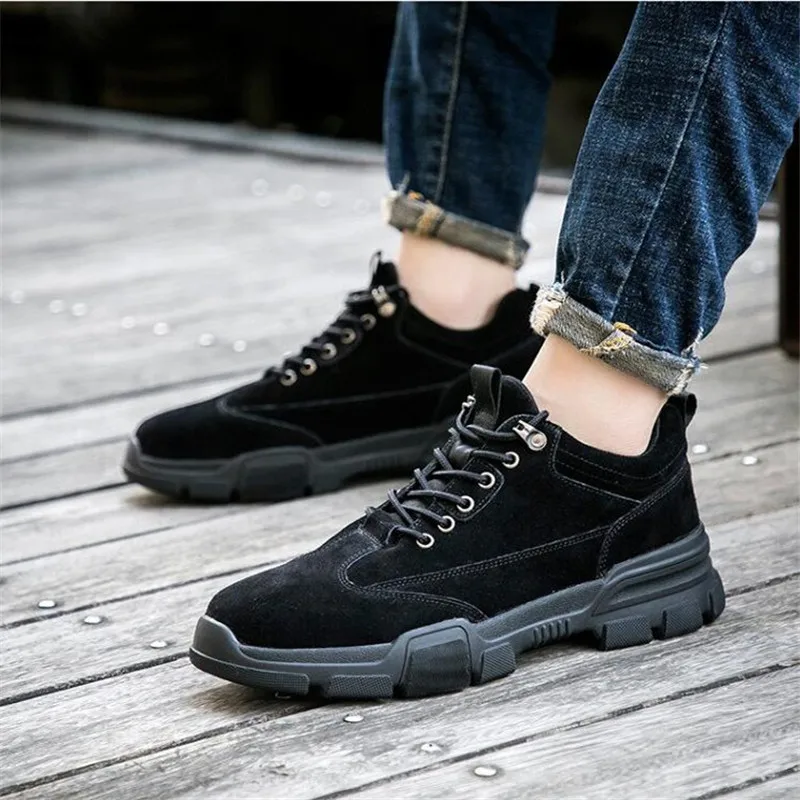 

Man Shoes Leather Genuine Safety Shoes with Steel Toe Cap Mens Work Boots New Working Shoes Man Safety Boots Botas Hombre Cuero
