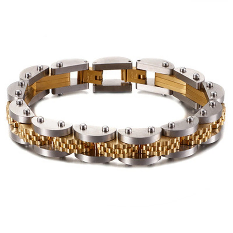 

Trendy Hip Hop Bracelet Street Titanium Steel Bicycle Chain Men's Watch Strap Personalized Gold Stainless Steel Bracelet Jewelry