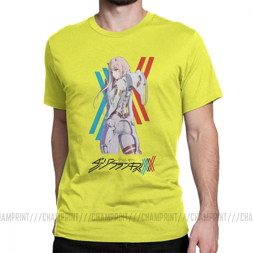 Darling In The Franxx 02 футболки Костюм Пилота Zero Two Мужская футболка стильная футболка из хлопка с короткими рукавами обычные Топы - Цвет: Цвет: желтый