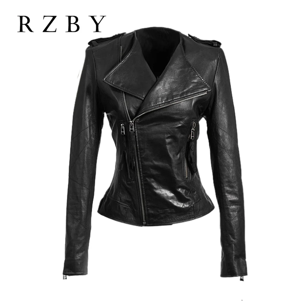 100% Sheepskin Real Jacket Genuine Leather Casual Coat Short Chaqueta Cuero Mujer High Quality Veste En Cuir Femme RZBY248